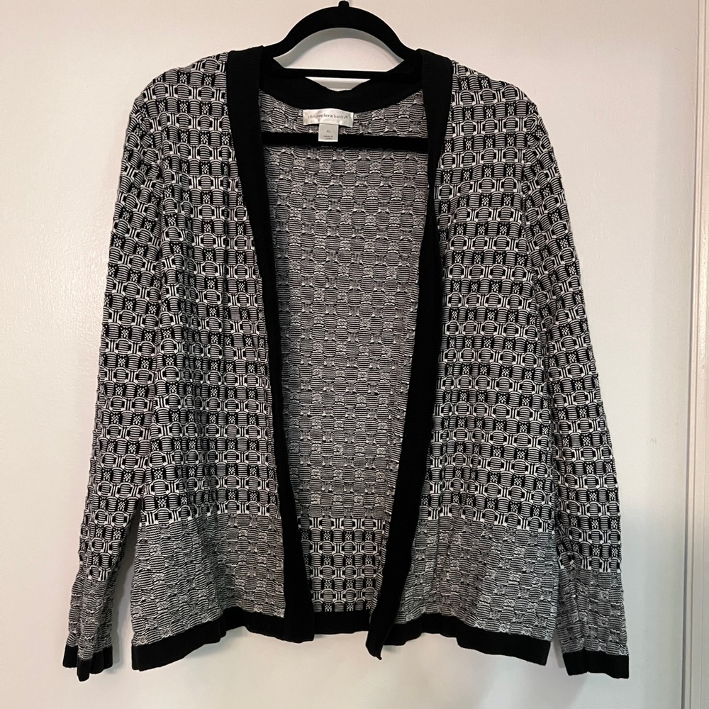 Christopher & banks cardigan. Black, white